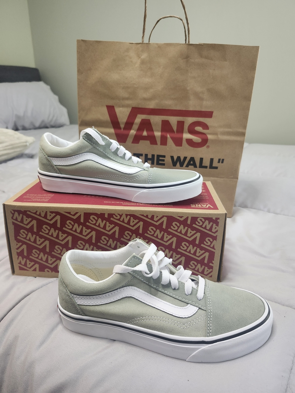 Vans Old Skool Sneakers in Sage Green & White